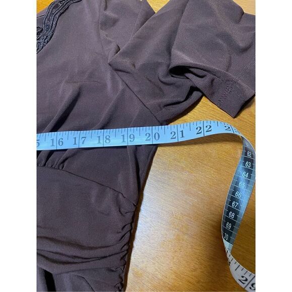 Chocolate, brown, sequin, three-quarter sleeve top - Picture 4 of 8